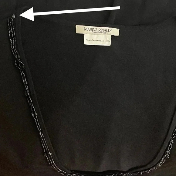 Marina Rinaldi Max Mara Beaded Knit Top Size Medium Short Sleeve V Neck - Picture 7 of 7